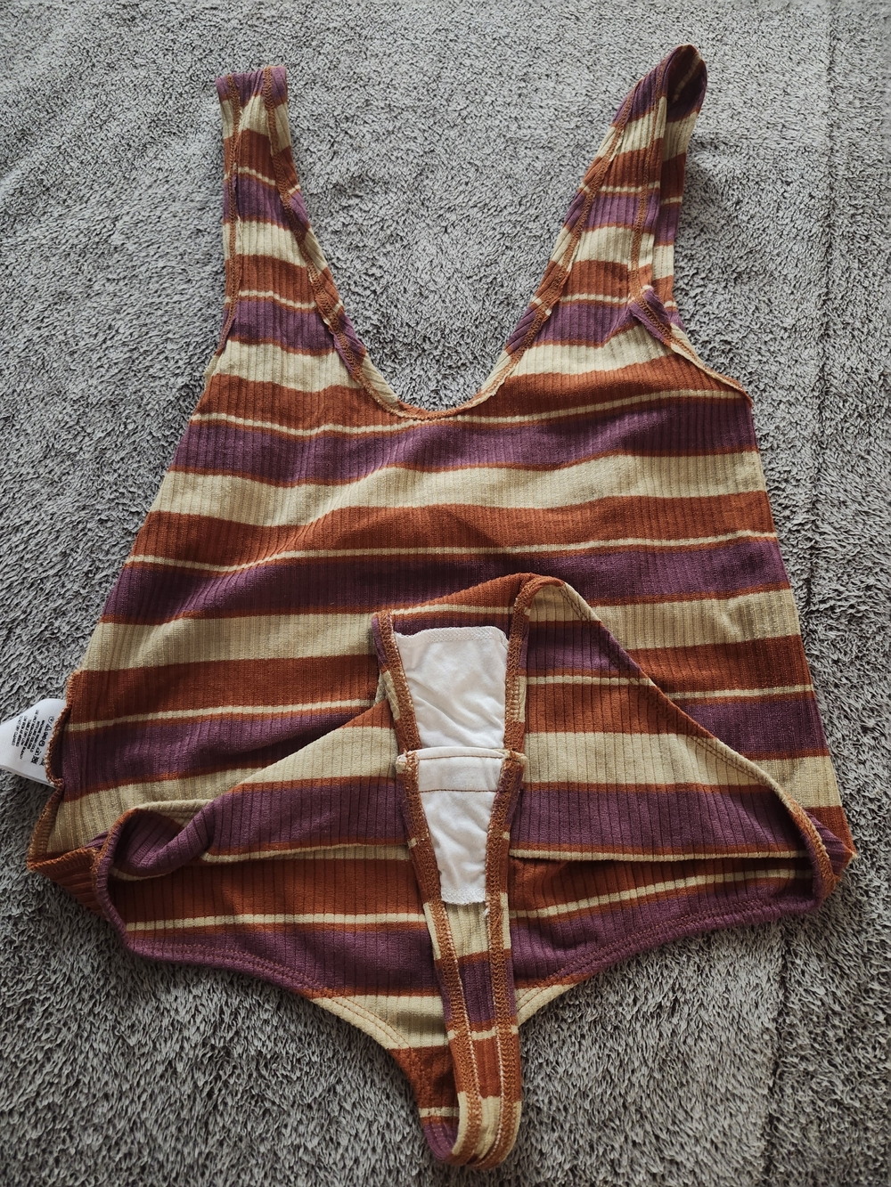 Free People Striped Ribbed Ultra Soft Bodysuit Boho Inspired, Festival Ready! - Picture 4 of 4